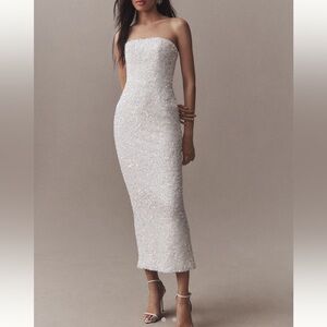 Helsi Strapless White Sequins Dress
